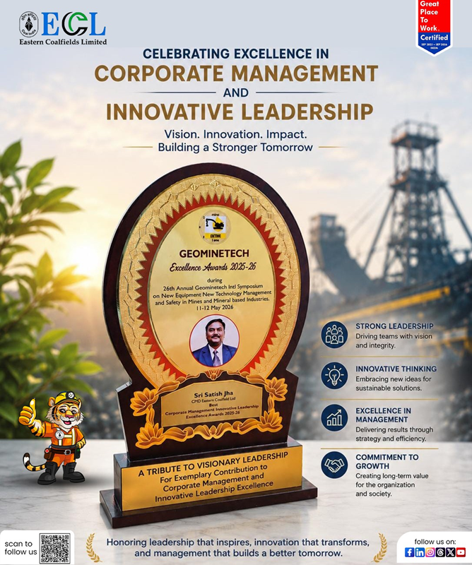 ECL CMD honoured with Corporate Management Innovative Leadership Excellence Award